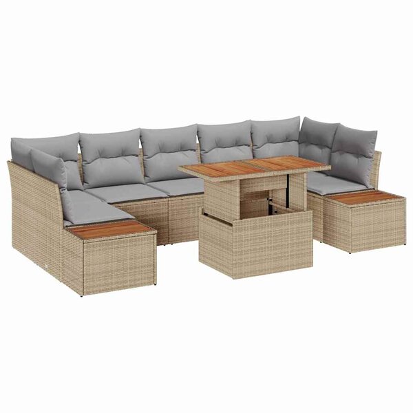 vidaXL Ensemble de salle à manger pour jardin 8 Pièces Beige  Gris