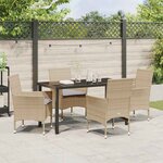 vidaXL Ensemble de salle à manger pour jardin 5 Pièces Beige Poly rotin
