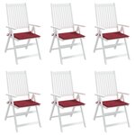 vidaXL Coussins de chaise de jardin lot de 6 rouge bordeaux 50x50x4 cm