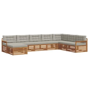 vidaXL Ensemble de canapés d'extérieur 8 Pièces Gris Naturel et Clair