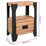 vidaXL Table de chevet Bois d'acacia Acier 40 x 30 x 54 cm