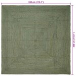 vidaXL Tapis de surface Carré Vert olive 300 x 300 cm Jute
