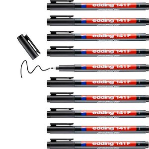 Feutre Permanent 141F Noir Pointe Fine 0 6 mm x 10 EDDING
