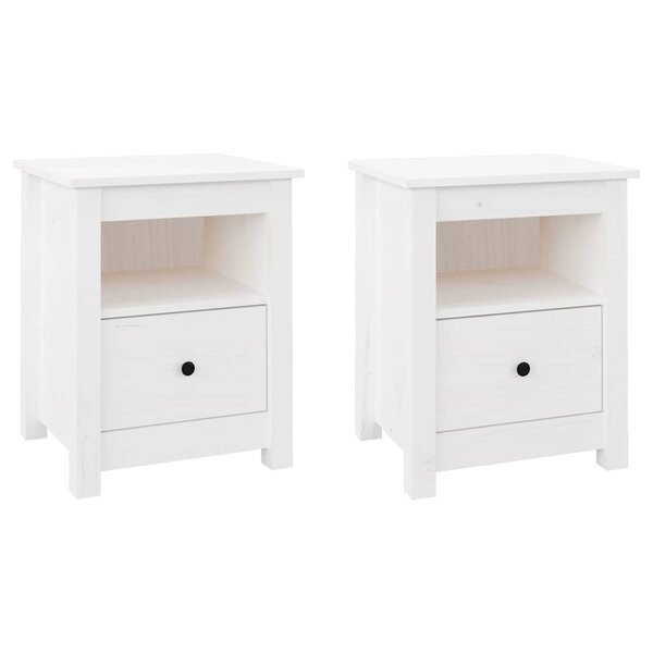 vidaXL Tables de chevet 2 Pièces Blanc 40x35x49 cm Bois de pin massif