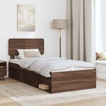vidaXL Cadre de lit avec tête de lit Chêne brun 90 x 190 cm Pin massif