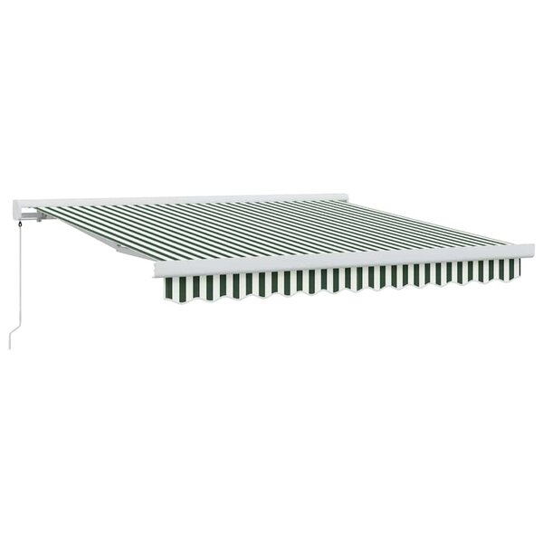 vidaXL Auvent Rétractable Vert et blanc 350 x 250 cm Tissu et Métal