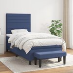 vidaXL Sommier à lattes de lit avec matelas Bleu 90x200 cm Tissu