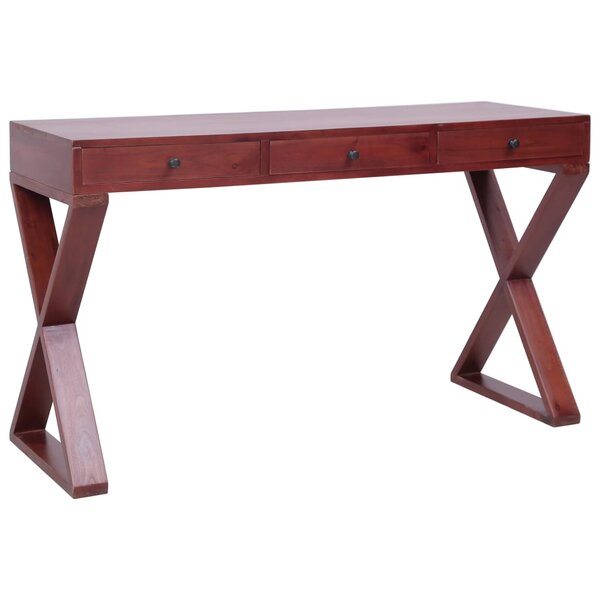 Bureau table poste de travail meuble d'ordinateur informatique étude d'ordinateur 115 x 47 x 77 cm bois d'acajou massif brun 02_0023738