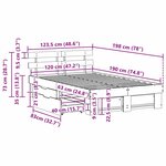 vidaXL Cadre de lit avec tiroirs - Blanc 120 x 190 cm - Bois de pin massif