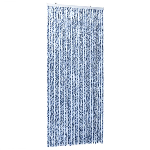 vidaXL Rideau anti-mouches bleu et blanc 100x230 cm chenille