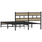 vidaXL Cadre de lit en métal sans matelas chêne sonoma 135x190 cm