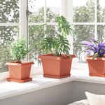vidaXL Pots de plantes 6 Pièces Rouge brique 23 x 23 x 17 5 cm Plastique