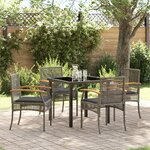 vidaXL Ensemble de salle à manger de jardin 5 pièces avec coussins gris en rattan poly