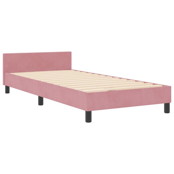 lit vidaXL rose 90x190 cm velours