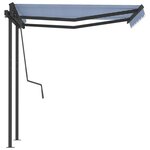 vidaXL Auvent rétractable automatique et poteaux 3 5x2 5 m Bleu blanc