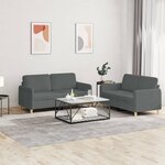 vidaXL Ensemble de canapés 2 Pièces avec coussins Gris foncé Tissu