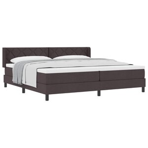 vidaXL Lit à ressorts avec tête de lit Marron foncé 200 x 200 cm tissu