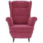 vidaXL Fauteuil à oreilles avec tabouret bordeaux velours