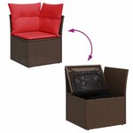 vidaXL Salon de jardin avec coussins 5Pièces marron résine tressée acacia
