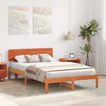 vidaXL Cadre de lit avec tête de lit Brun cire 135 x 190 cm Pin massif