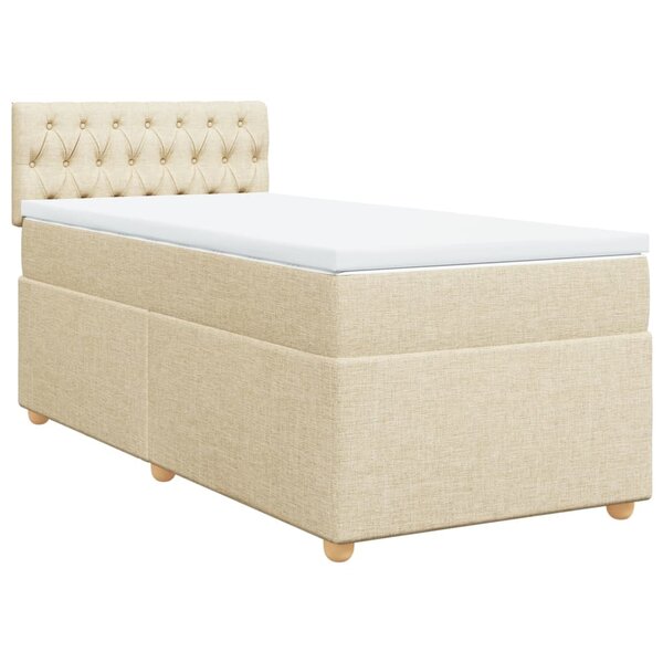 vidaXL Sommier à lattes de lit et matelas Crème 90x190 cm Tissu