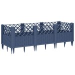 vidaXL Jardinière avec piquets bleu gris 123 5x43 5x43 5 cm PP