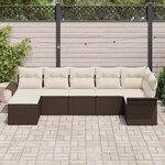 vidaXL Ensemble de canapé de jardin 7 Pièces Marron polyrotin