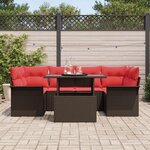 vidaXL Ensemble de canapé de jardin 7 Pièces Marron Poly Rattan
