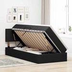 vidaXL Lit de rangement LED avec matelas Noir 90 x 190 cm Tissu