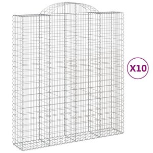 vidaXL Paniers à gabions arqués 10 Pièces 200x50x220/240 cm Fer galvanisé