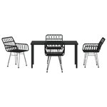 vidaXL Ensemble de Salle à Manger de Jardin 5 Pièces Noir Poly Rattan