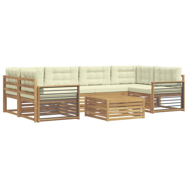 vidaXL Ensemble de canapés d'extérieur 7 pc Blanc et crème Polyester