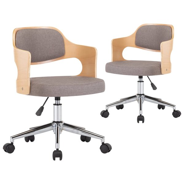 vidaXL Chaises pivotantes à manger lot de 2 taupe bois courbé et tissu