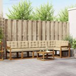 vidaXL Ensemble de canapés d'extérieur 7 pc Naturel et Beige
