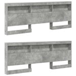 vidaXL Tête de lit de rangement Gris béton 180 cm Bois d'ingénierie