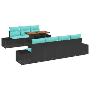 vidaXL Ensemble de salle à manger pour jardin 8 Pièces Noir et Sarcelle