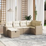 vidaXL Salon de jardin avec coussins 6 Pièces beige résine tressée