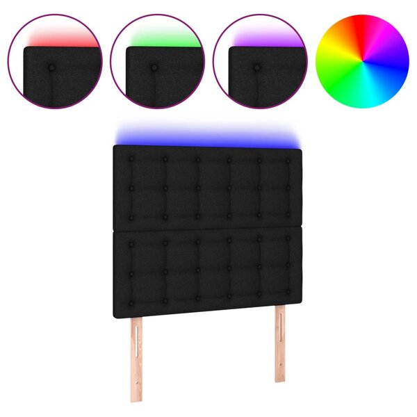 vidaXL Tête de lit à LED Noir 80x5x118/128 cm Tissu