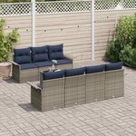 vidaXL Ensemble de canapé de jardin avec coussin 8 Pièces Gris polyrotin