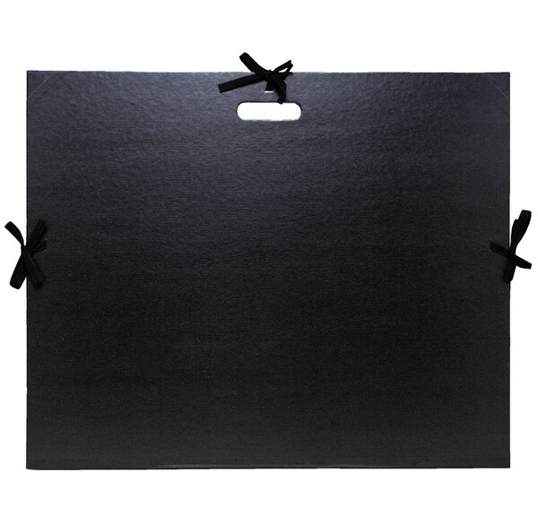 Carton à dessin kraft noir vernis avec rubans et poignée 59x72 cm - pour format raisin - noir - exacompta