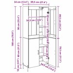 vidaXL Haut Armoire Bois Ancien 69 5 x 34 x 180 cm Bois d'ingénierie