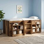 vidaXL Armoire de lit avec étagère 2 Pièces Bois ancien 66 x 33 x 48 cm