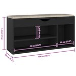 vidaXL Banc à chaussures et coussin Noir 104x30x49cm Bois d'ingénierie