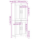 vidaXL Buffet haut Gris béton 69 5x34x180 cm Bois d'ingénierie