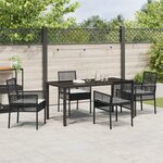 vidaXL Ensemble de Salle à Manger de Jardin 5 Pièces avec Coussins en Rattan Noir