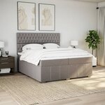 vidaXL Sommier à lattes de lit avec matelas Taupe 200x200 cm Tissu