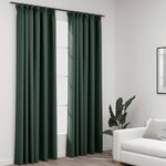 vidaXL Rideaux occultants aspect lin avec crochets 2Pièces Vert 140x245cm
