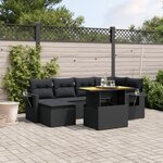 vidaXL Salon de jardin 7 Pièces avec coussins noir résine tressée