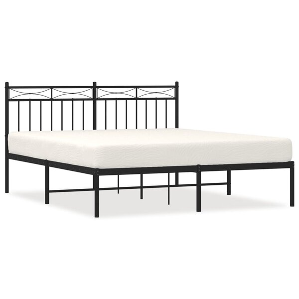 vidaXL Cadre de lit métal sans matelas et tête de lit noir 160x200 cm