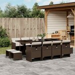 vidaXL Ensemble à manger de jardin avec coussins 13 Pièces marron rotin